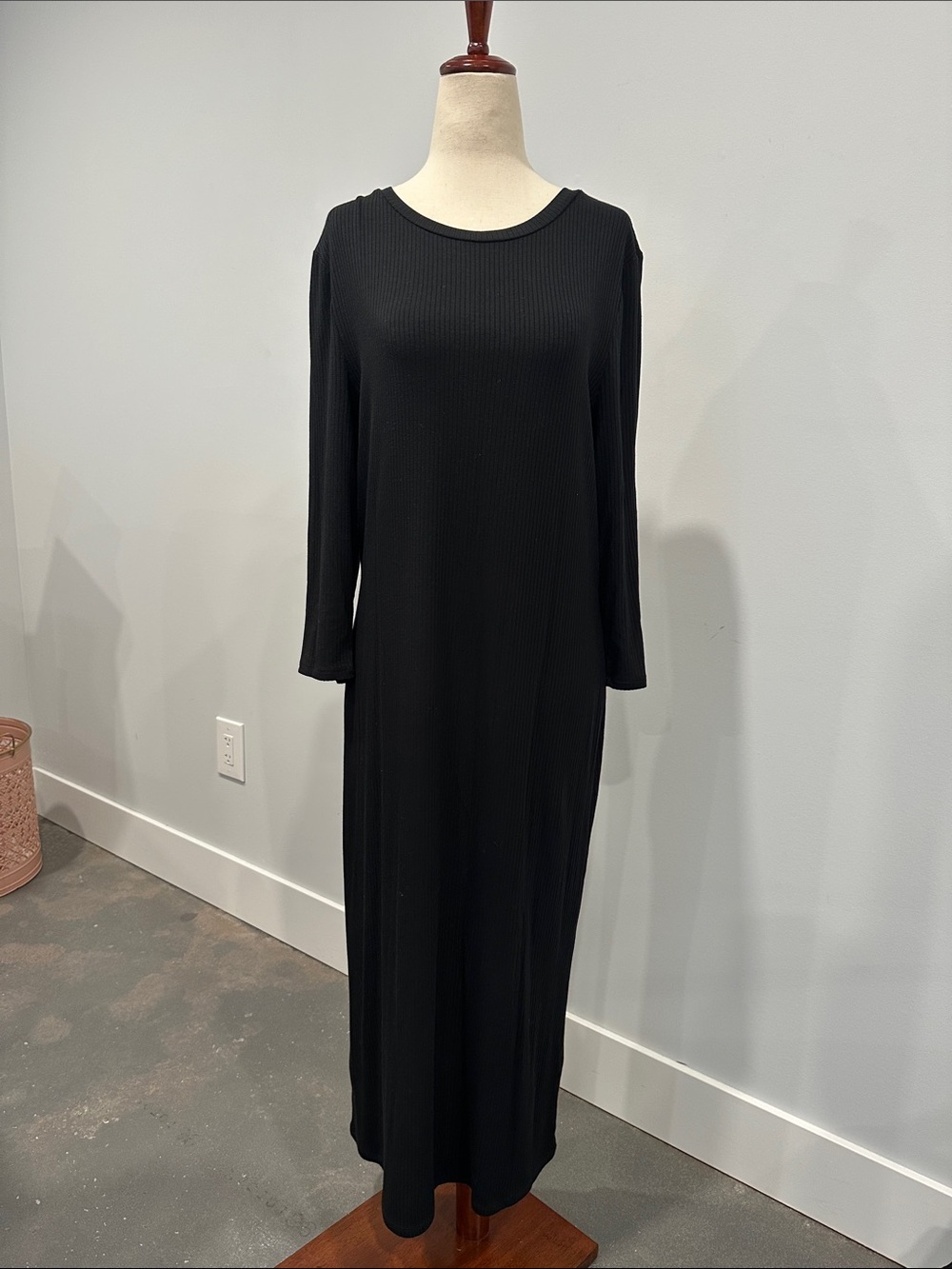 a new day Black Ribbed Long Sleeve Maxi Dress